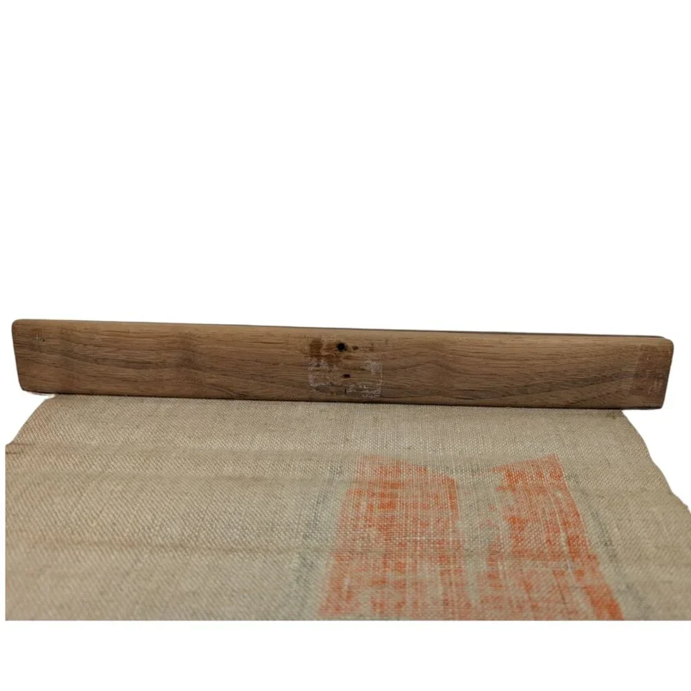 Mid Century Modern Silkscreen Scroll Tapestry Instrument On Linen MCM Horn *READ